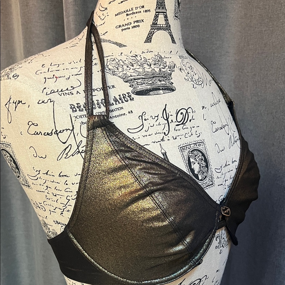 Freya Black and Gold Halter Bra - Picture 5 of 9